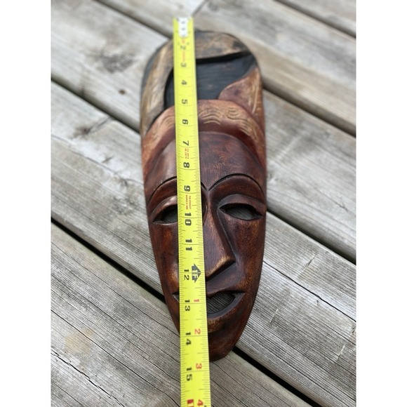 African Style Set Of Wood Face Mask Hand Carved Tribal Rustic - Picture 3 of 16